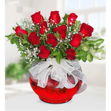 RED ROSES & VASE